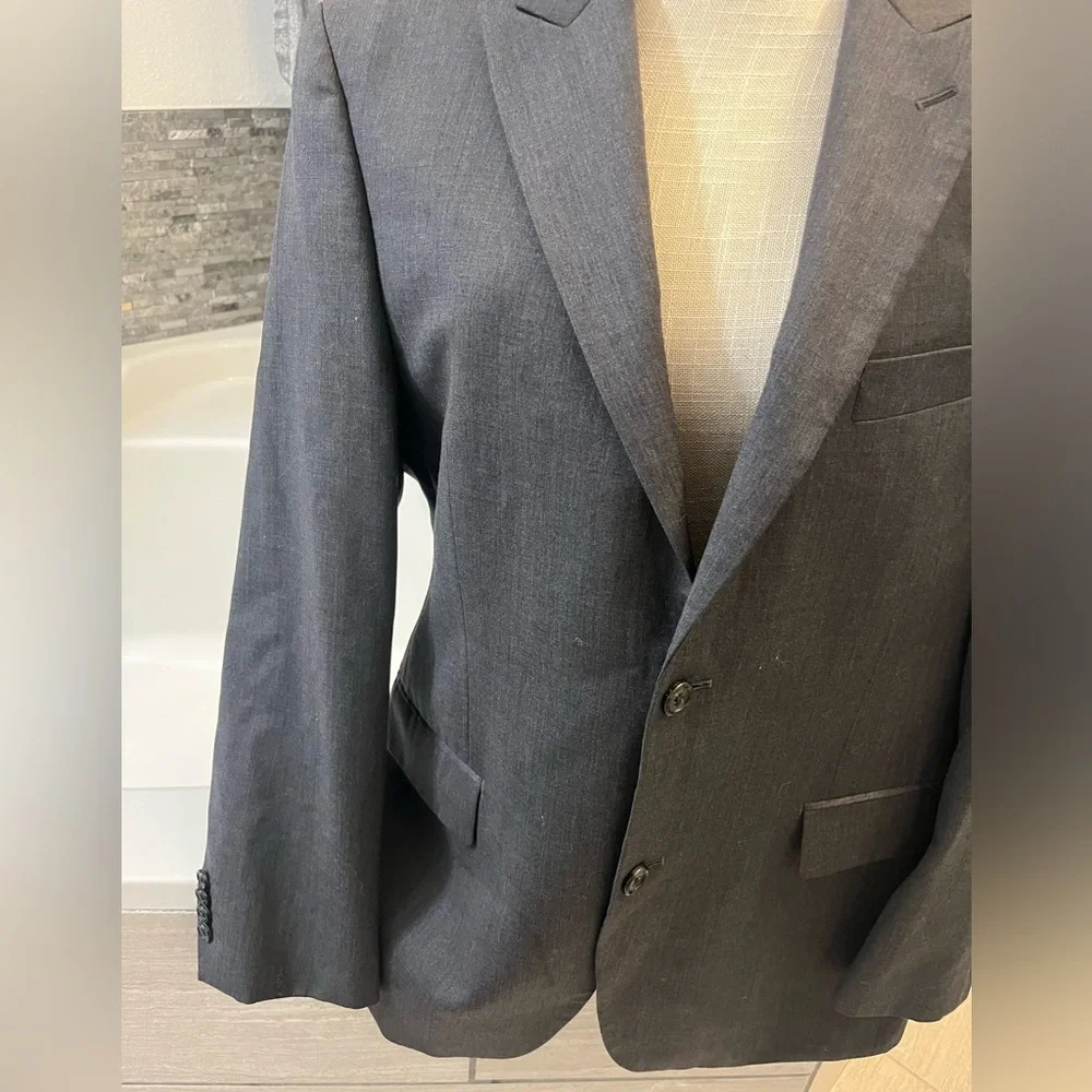 Alfani Men's Charcoal Gray Two-Button Suit Jacket 42S